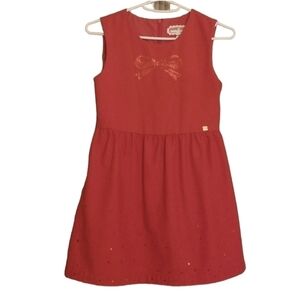 𝅺Valentine dress Girls Sz 10 140/64 Vintage Red Dress Red Sequin Bow Sleeveless